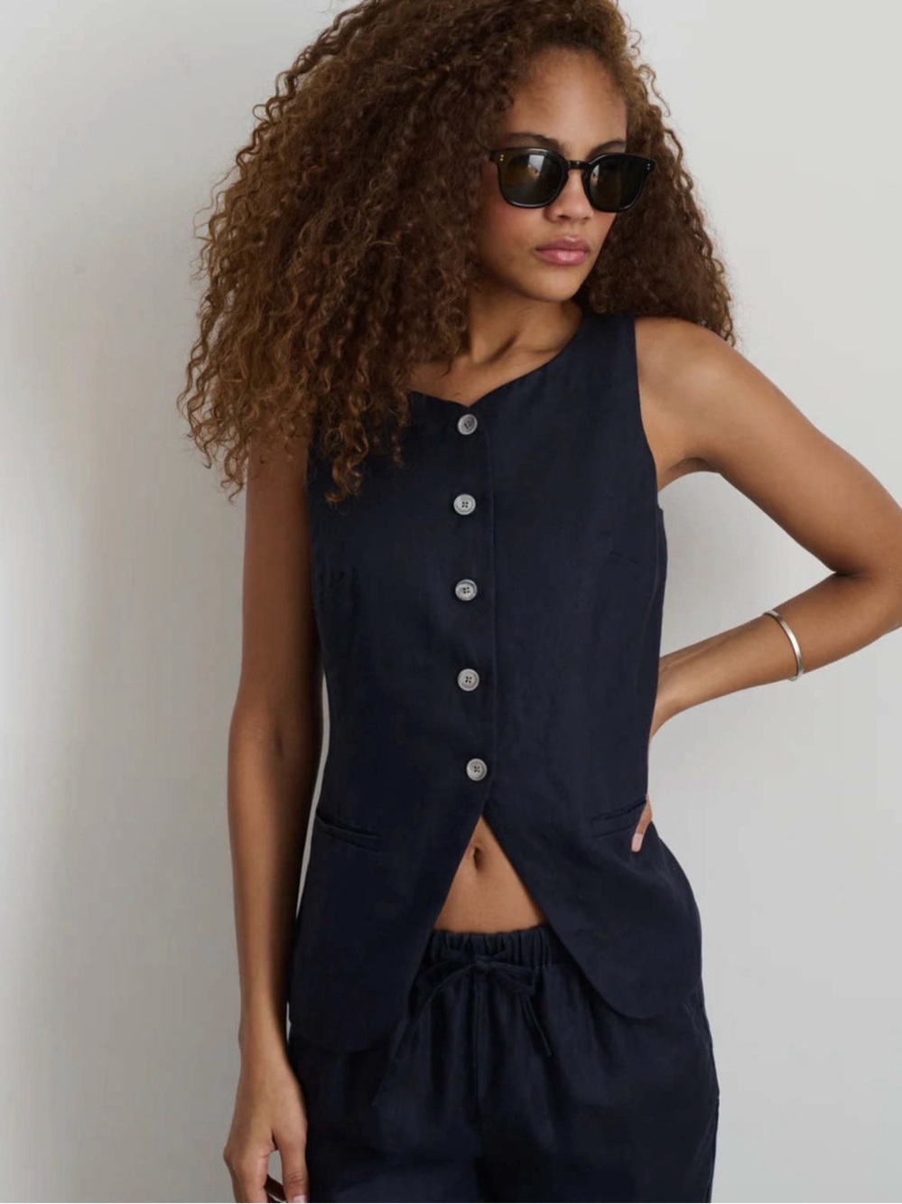 Alex Mill Liv Linen Vest Navy